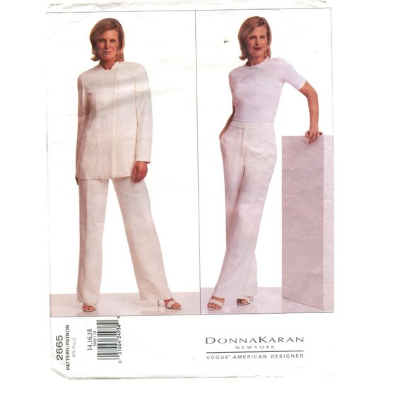 Vogue Other - Donna Karan Vogue 2665 Sewing Pattern For Misses Jacket & Pants Sizes 14-16-18